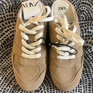Zara Beige Sneakers with White Laces